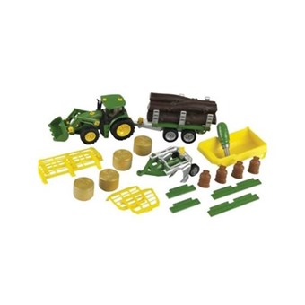 Traktor John Deere 6215R lesnický s přívěsem sada hračka Klein