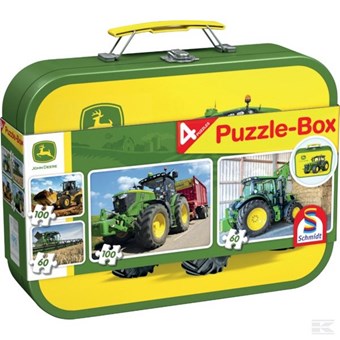 Puzzle traktor John Deere Schmidt 2x60-100ks + kufřík - N/